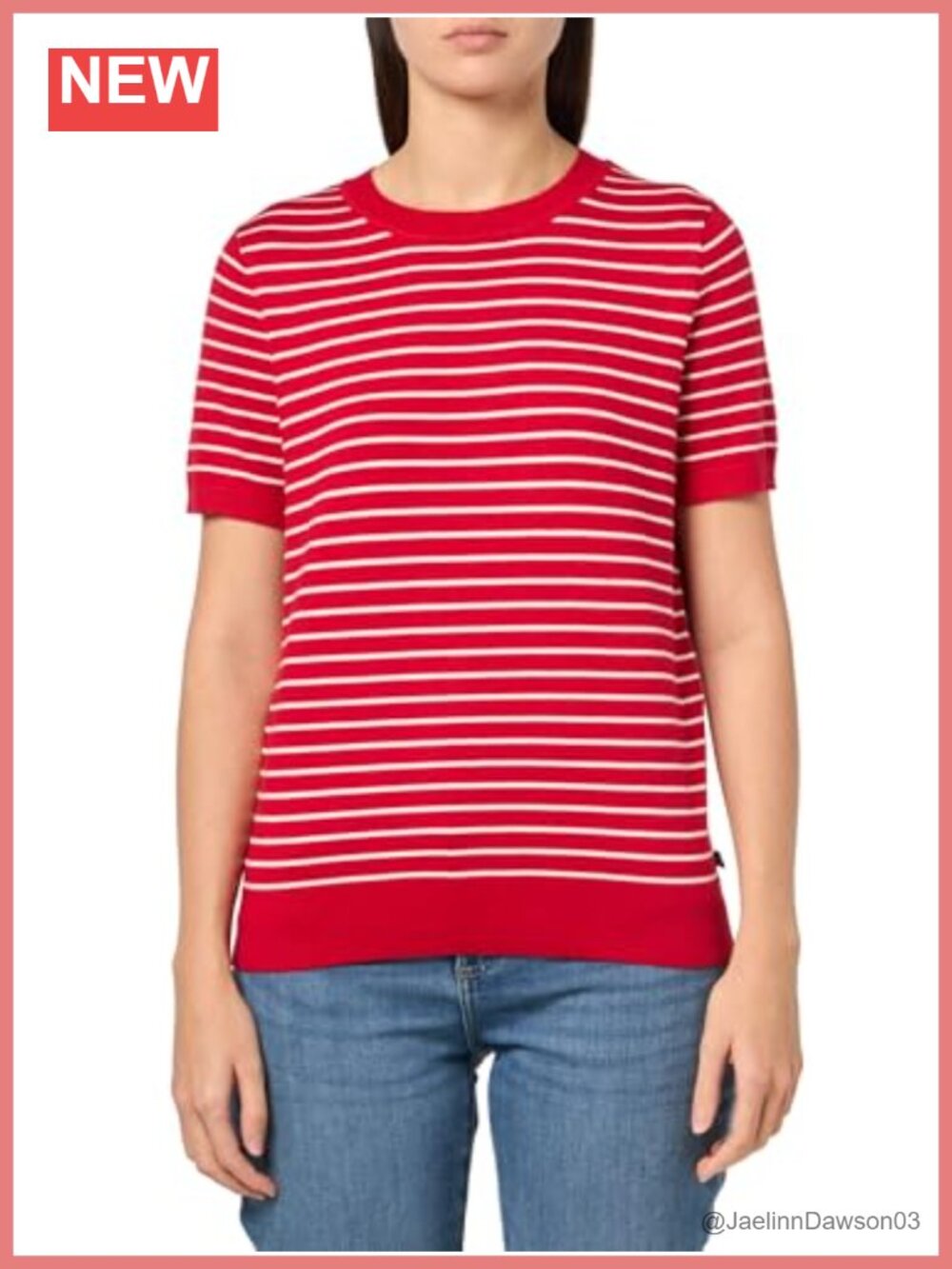 Nautica V Neck Stripe Short Sleeve Sweater